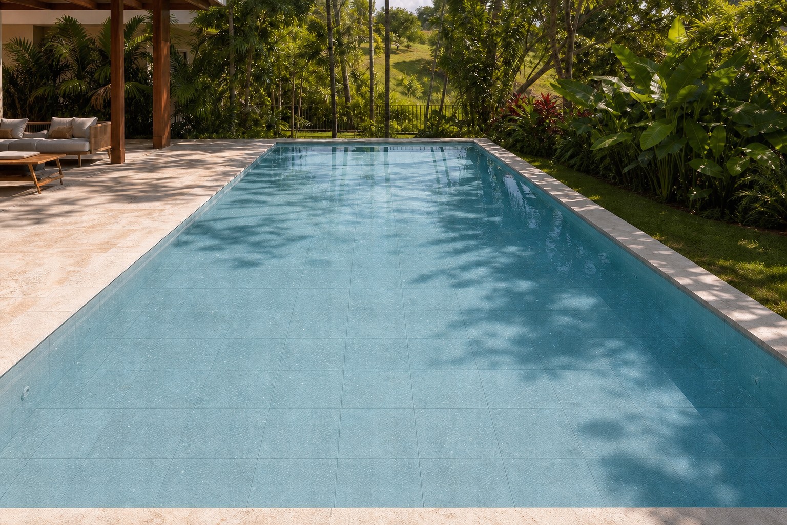 Pedra Aquamarine aplicado — Piscinas e áreas molhadas